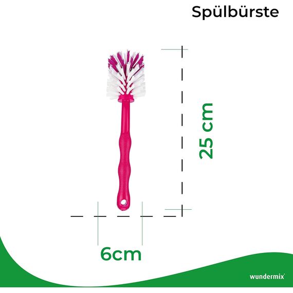 Wundermix - Mixtopf-Spülbürste für deine Küchenmaschine (5er Set) • Reinigungsbürste für Mixtöpfe gängiger Küchenmaschinen • Robuste Bürste mit Nylon-Borsten • Spülbürsten