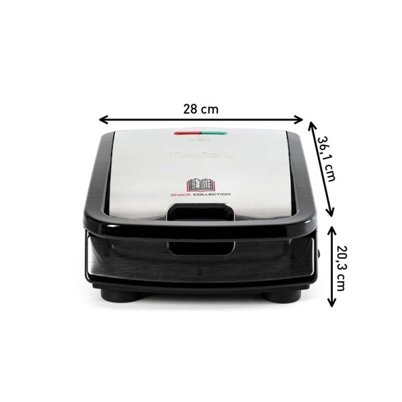 Tefal Snack Collection Sandwich- und Waffelmaker, antihaftbeschichtete Platten, spülmaschinengeeignet, erweiterbar, 700W, 28 x 36,1 x 20,3 cm, Schwarz/Silber, SW852D