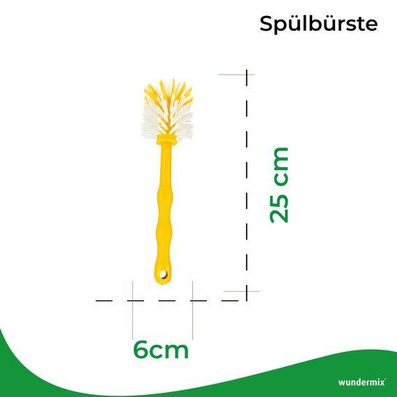 Wundermix - Mixtopf-Spülbürste für deine Küchenmaschine (1 St.) • Reinigungsbürste für Mixtöpfe gängiger Küchenmaschinen • Robuste Bürste mit Nylon-Borsten • Spülbürste (Gelb)
