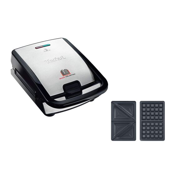 Tefal Snack Collection Sandwich- und Waffelmaker SW852D + Herzwaffel-Backplatten Nr. 6 XA8006 – 700 W, antihaftbeschichtet, erweiterbar, spülmaschinengeeignet, inkl. Rezeptheft & Aufbewahrungsbox