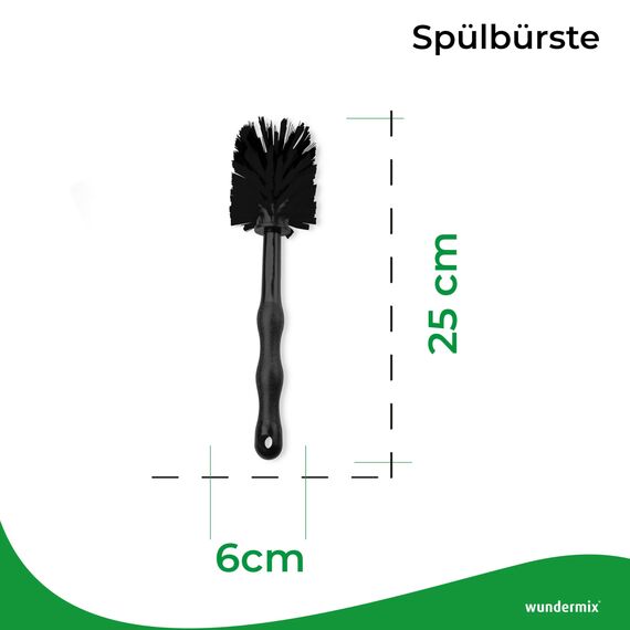 Wundermix - Mixtopf-Spülbürste für deine Küchenmaschine (1 St.) • Reinigungsbürste für Mixtöpfe gängiger Küchenmaschinen • Robuste Bürste mit Nylon-Borsten • Spülbürste (Vollschwarz)