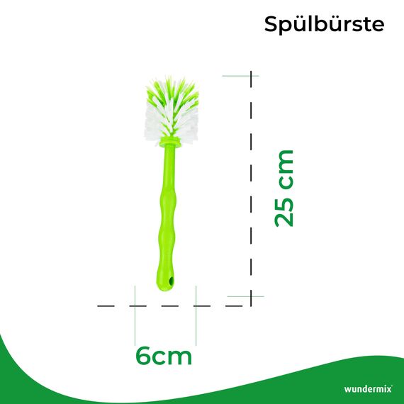Wundermix - Mixtopf-Spülbürste für deine Küchenmaschine (1 St.) • Reinigungsbürste für Mixtöpfe gängiger Küchenmaschinen • Robuste Bürste mit Nylon-Borsten • Spülbürste (Grün)