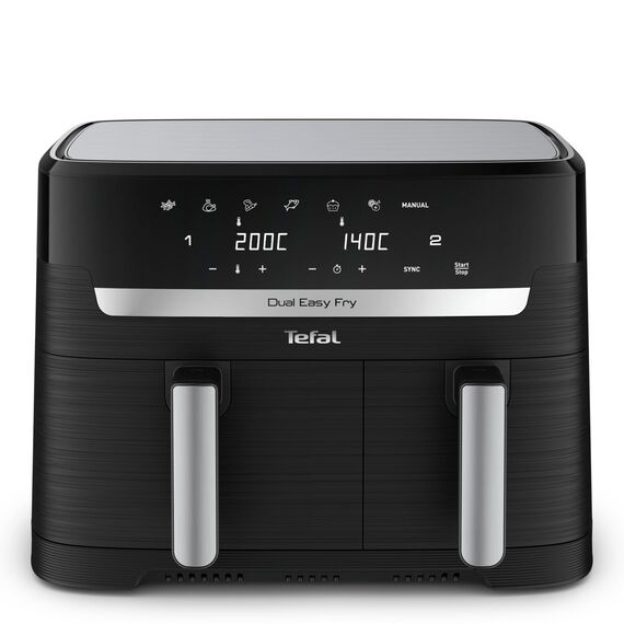 Tefal Dual Easy Fry Heißluftfritteuse 8,3 L – Airfryer mit 2 Kammern & XL-Schublade, 7 Programme, 2700 W, Extra-Crisp-Technologie, fettarm frittieren & energiesparend, spülmaschinenfest EY9018