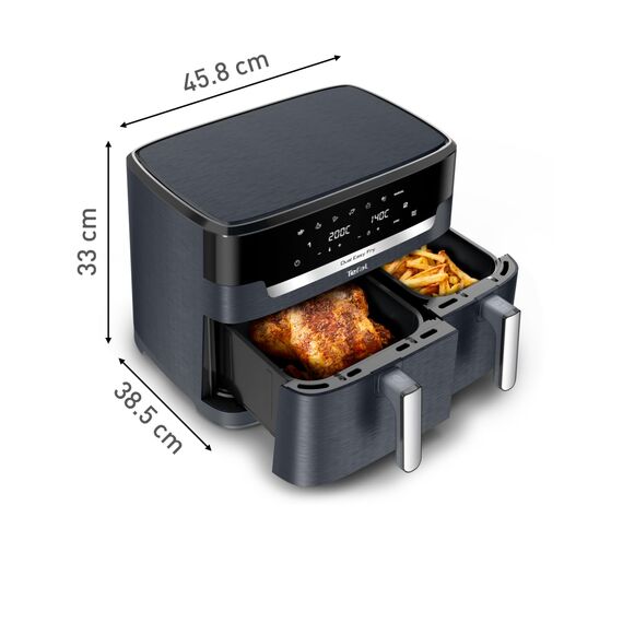 Tefal Dual Easy Fry XXL Heißluftfritteuse 11 L – Airfryer mit 2 Kammern (Doppelkammer), 7 Programme, 2700 W, digitales Display, Extra-Crisp Technologie, fettarm frittieren, energiesparend EY942B