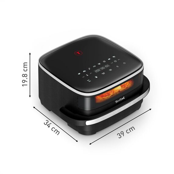 Tefal Easy Fry XL Surface Heißluftfritteuse – Airfryer mit Sichtfenster & XL-Garfläche (bis 1 kg), digitales Bedienfeld, Extra-Crisp, energieeffizient & schnell, antihaft, kompakt, Pizza Ofen FW4018
