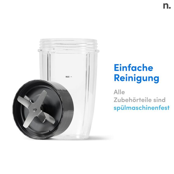 nutribullet Pro, 900 Watt Leistung, Einfach und schnell in der Anwendung, Kompakt, Leicht zu reinigen, Mit 700 ml Becher, Smoothiemixer, Smoothie Maker, Elektrischer Mixer, NB904B, Schwarz
