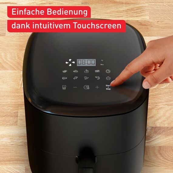 Tefal Easy Fry Max Heißluftfritteuse – 5-L-Airfryer, kompakt, für knusprige Pommes & saftiges Fleisch, mit wenig Öl, antihaftbeschichtet, spülmaschinenfester Korb, energiesparend, schwarz, EY2458