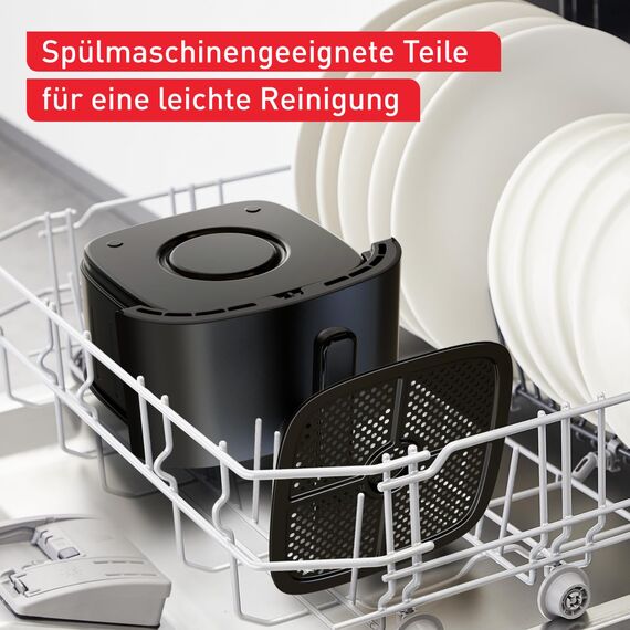 Tefal Easy Fry Max Heißluftfritteuse – 5-L-Airfryer, kompakt, für knusprige Pommes & saftiges Fleisch, mit wenig Öl, antihaftbeschichtet, spülmaschinenfester Korb, energiesparend, schwarz, EY2458
