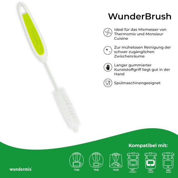 Wundermix - WunderBrush® Messerbürste für deine Küchenmaschine • Reinigungsbürste für Mixtopfmesser • Mixmesser Spülbürste • 3er Set