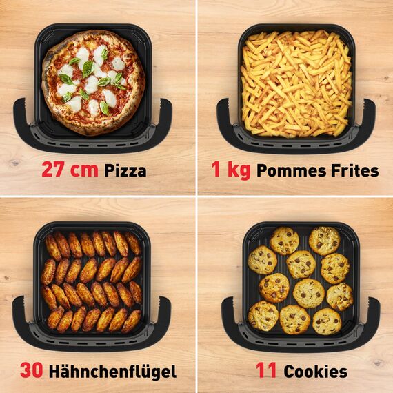 Tefal Easy Fry XL Surface Heißluftfritteuse – Airfryer mit Sichtfenster & XL-Garfläche (bis 1 kg), digitales Bedienfeld, Extra-Crisp, energieeffizient & schnell, antihaft, kompakt, Pizza Ofen FW4018