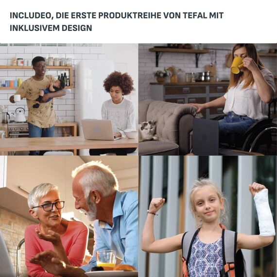 Tefal KI5338 Includeo Wasserkocher, Fassungsvermögen 1 L, Anti-Rutsch-Griff, einfach abzulesende Wasserstandsanzeige, 360°-Drehsockel, herausnehmbarer Filter, 2400 W, 23.3 x 16.6 x 20 cm