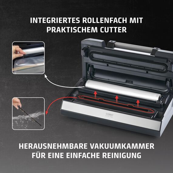 CASO VRH 790 advanced Pro - Vakuumierer, Vakuumiergerät, Testurteil Sehr Gut, 200 Vakuumiervorgänge non-stop, mit patentierter CASOTEK Liquid Funktion, doppelte Schweißnaht, inkl. Vakuumbeutel