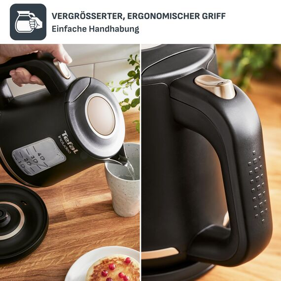 Tefal KI5338 Includeo Wasserkocher, Fassungsvermögen 1 L, Anti-Rutsch-Griff, einfach abzulesende Wasserstandsanzeige, 360°-Drehsockel, herausnehmbarer Filter, 2400 W, 23.3 x 16.6 x 20 cm