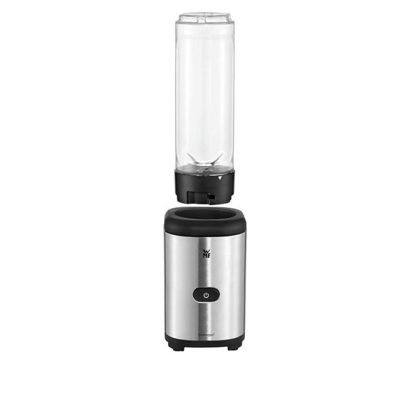 WMF Kult X Mix & Go Mini Smoothie Maker, Standmixer, Blender elektrisch, Shake Mixer 300 Watt Leistung, Tritan-Kunststoff Flasche 600ml, auslaufsicherer Schraubdeckel, rutschfeste Füße, Silber/Schwarz