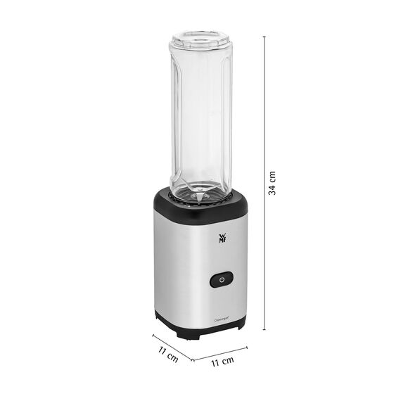 WMF Kult X Mix & Go Mini Smoothie Maker, Standmixer, Blender elektrisch, Shake Mixer 300 Watt Leistung, Tritan-Kunststoff Flasche 600ml, auslaufsicherer Schraubdeckel, rutschfeste Füße, Silber/Schwarz
