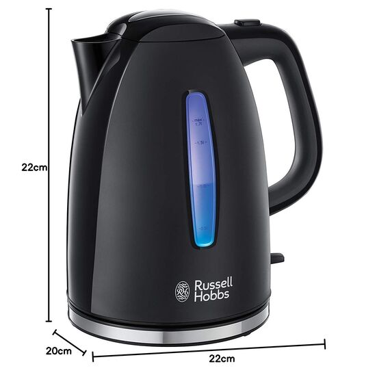 Russell Hobbs Wasserkocher [1,7l, 2400W, blaue LED-Beleuchtung] Textures+ (Schnellkochfunktion, herausnehmbarer Kalkfilter, beleuchtete Wasserstandsanzeige, autom. Deckelöffnung) Teekocher 22591-70