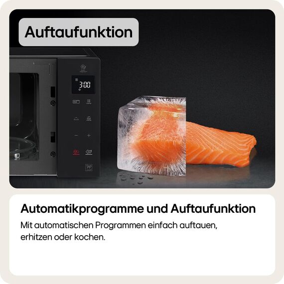 LG MH6535GDS Mikrowelle (25 L, 1000 W) mit Grill (LED-Display, Smart Inverter Technologie, pflegeleicht), Schwarz