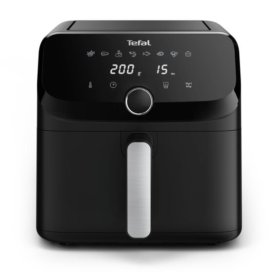 Tefal Easy Fry Mega Heißluftfritteuse, 7,5 Liter Fassungsvermögen, bis zu 8 Personen, 99% weniger Fett, 8 automatische Gareinstellungen, digitales Display, spülmaschinengeeignet, Schwarz, EY8558E0