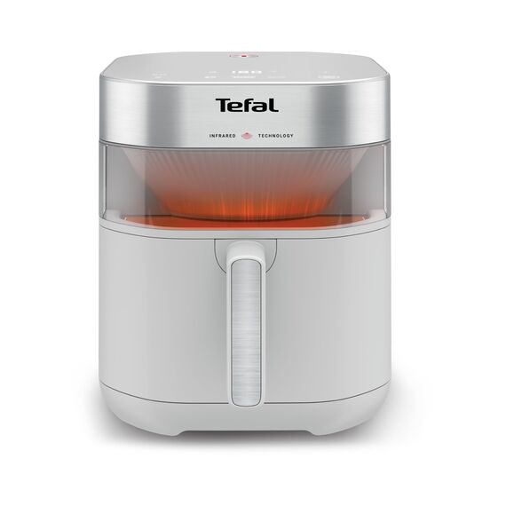 Tefal Easy Fry Infrared Heißluftfritteuse, bis zu 99% weniger Fett, Infrarottechnologie, 7 Liter, digitales Bedienfeld, Sichtfenster, Auto-Off, Warmhaltefunktion, spülmaschinenfest, Weiß, EY831GE0