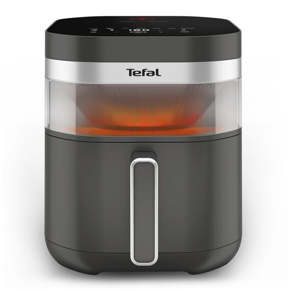Tefal Easy Fry Infrared Heißluftfritteuse, 7 L Fassungsvermögen, Infra-Heat-Technologie, doppelte Heizelemente, 8 voreingestellte Programme, LED-Sichtfenster, bis zu 8 Portionen, Dunkelgrau, EY832HE0