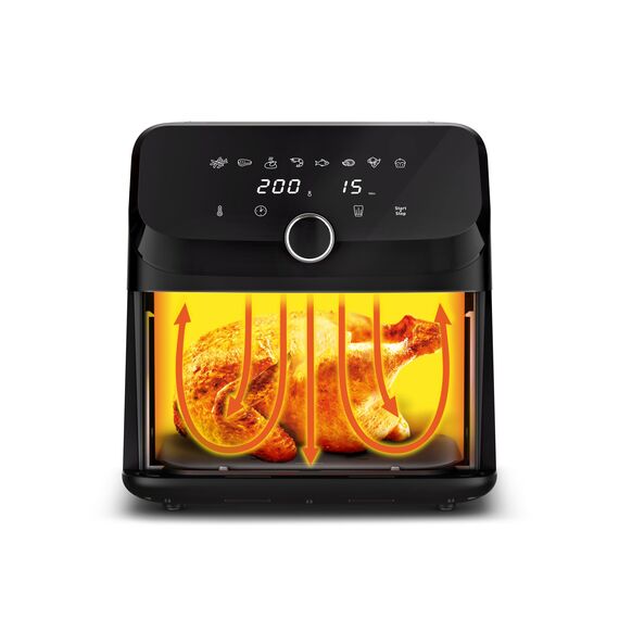 Tefal Easy Fry Mega Heißluftfritteuse, 7,5 Liter Fassungsvermögen, bis zu 8 Personen, 99% weniger Fett, 8 automatische Gareinstellungen, digitales Display, spülmaschinengeeignet, Schwarz, EY8558E0