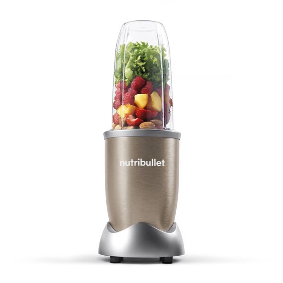 nutribullet Pro 900, Elektrischer Mixer, zerkleinerer, Smoothie Mixer, Multifunktionsmixer, 900w leistung, 2x 900ml Becher, champagner, NB910CP, Bundle mit 7 Zubehörteilen