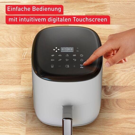 Tefal Easy Fry Compact Heißluftfritteuse/Airfryer 3 L – kompakt für 1–4 Personen, 10 Programme mit Touch-Display, antihaftbeschichtet, energiesparend, gesund & knusprig genießen, EY145A