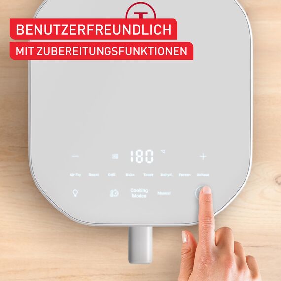 Tefal Easy Fry Infrared Heißluftfritteuse, bis zu 99% weniger Fett, Infrarottechnologie, 7 Liter, digitales Bedienfeld, Sichtfenster, Auto-Off, Warmhaltefunktion, spülmaschinenfest, Weiß, EY831GE0