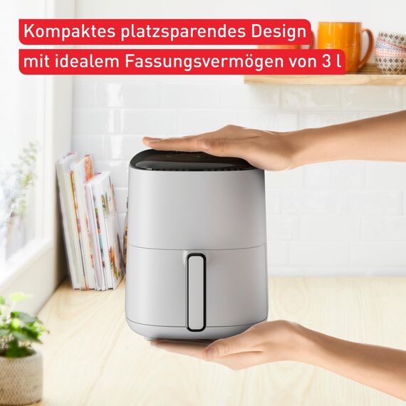 Tefal Easy Fry Compact Heißluftfritteuse/Airfryer 3 L – kompakt für 1–4 Personen, 10 Programme mit Touch-Display, antihaftbeschichtet, energiesparend, gesund & knusprig genießen, EY145A