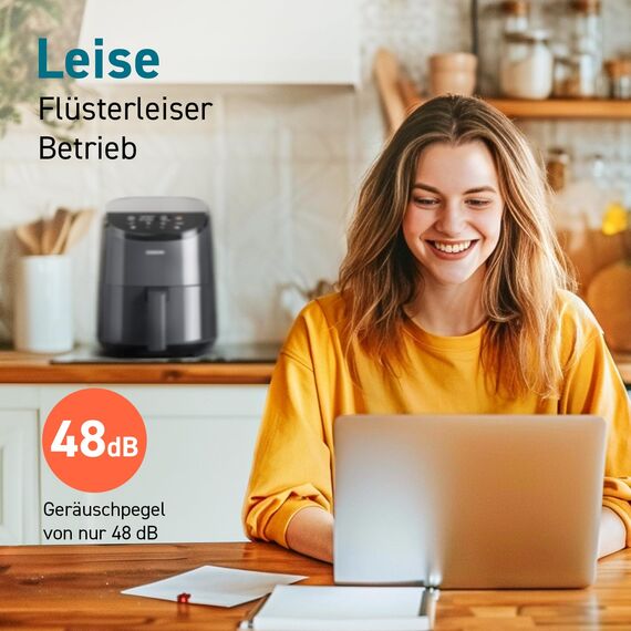 COSORI Heißluftfritteuse klein 2L, Mini-Airfryer für 1 Person, ideal für Camping, Reisen und Wohnmobile, schnell, kompakt, ohne Öl, energiesparend, Helles Schwarz