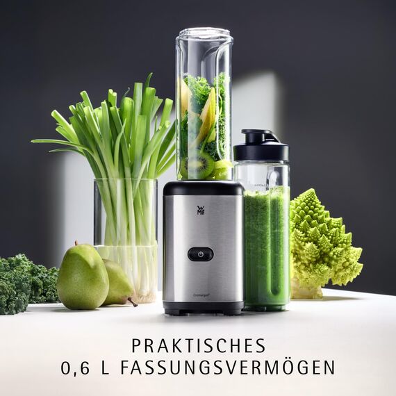 WMF Kult X Mix & Go/Küchenminis Trinkflasche 600 ml, Smoothie Flasche, Mixbehälter, Smoothie Becher aus Tritan-Kunststoff, bruchsicher