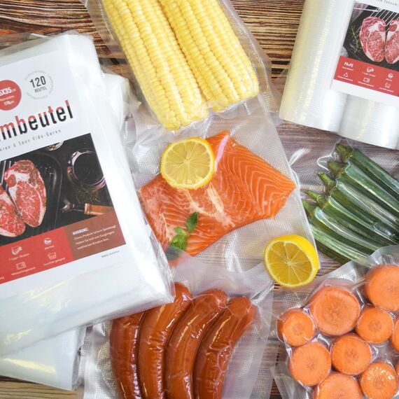 Fitge Vakuumierbeutel 170µm 20x30cm 120 Beutel für alle Vakuumiergeräte Vakuumbeutel für Lebensmittel BPA-frei stark & reißfest Profi Vakuumierfolie Sous Vide Gefrierbeutel