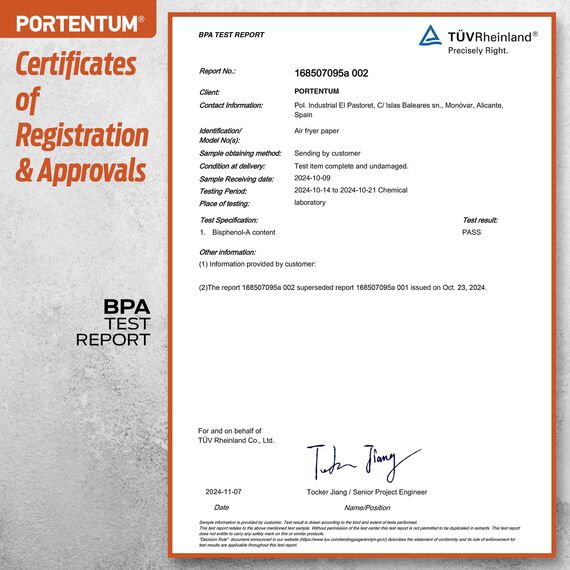 PORTENTUM Backpapier für Heißluftfritteuse mit Doppelkammer, 100 Stück 22x14cm Rechteckig Airfryer Papier Liners kompatibel mit Ninja Dual/Double Stack, und Anderen Dual Zone Air Fryer