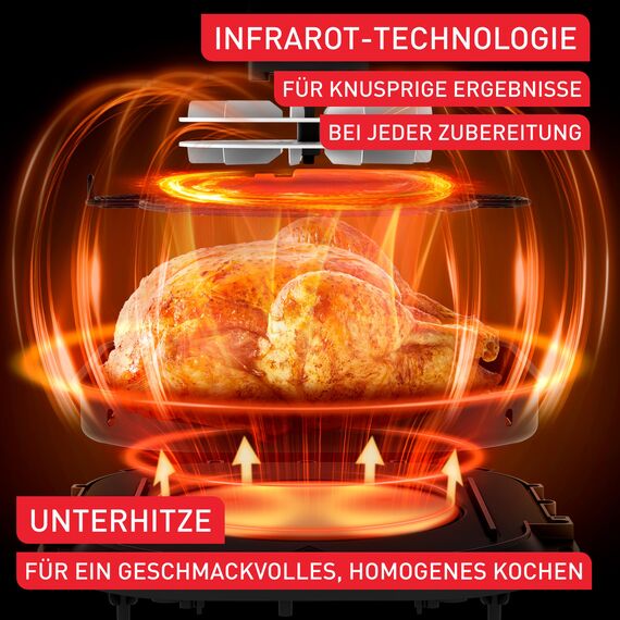 Tefal Easy Fry Infrared Heißluftfritteuse, bis zu 99% weniger Fett, Infrarottechnologie, 7 Liter, digitales Bedienfeld, Sichtfenster, Auto-Off, Warmhaltefunktion, spülmaschinenfest, Weiß, EY831GE0