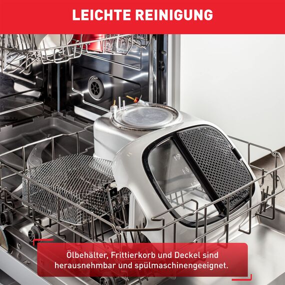 Tefal Fritteuse Super Uno, inkl. Timer, Kapazität: 2,2 Liter, Spülmaschinengeeignete Teile, Antihaftbeschichtung, Geruchsfilter, Fritteuse mit Fett-Spritzschutz, weiß/schwarz, FR3140