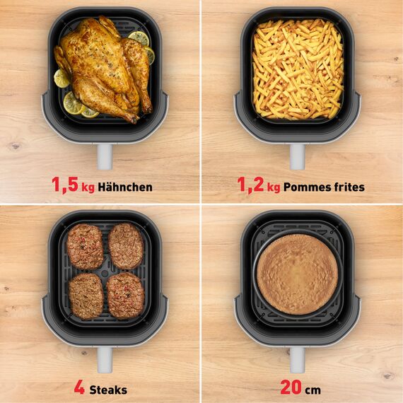 Tefal Easy Fry Infrared Heißluftfritteuse, bis zu 99% weniger Fett, Infrarottechnologie, 7 Liter, digitales Bedienfeld, Sichtfenster, Auto-Off, Warmhaltefunktion, spülmaschinenfest, Weiß, EY831GE0