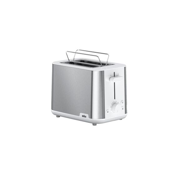 Braun PurShine Toaster HT1510 WH – Doppelschlitz-Toaster, 8 Röstgrade, Aufwärm- & Auftaufunktion, Ausziehbare Krümelschale, 900 Watt, Weiß