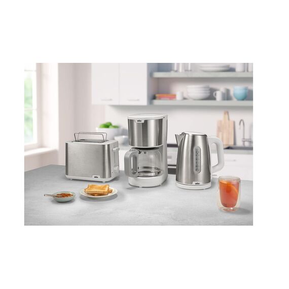 Braun PurShine Toaster HT1510 WH – Doppelschlitz-Toaster, 8 Röstgrade, Aufwärm- & Auftaufunktion, Ausziehbare Krümelschale, 900 Watt, Weiß