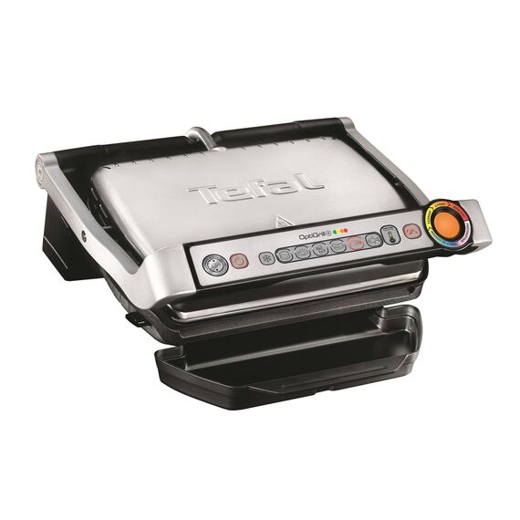 Tefal OptiGrill+ Kontaktgrill, 6 Programme, Garstufenanzeige, abnehmbare Platten, manueller Modus, optimal Grillergebnisse dank Messung der Dicke, Elektrogrill, Edelstahl, GC712D12