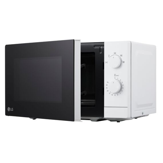LG MS2082H Solo-Mikrowelle (20 L, 700 W) mit einfacher Bedienung (5 Leistungsstufen, Doppel-Drehregler, LED-Beleuchtung), Weiß