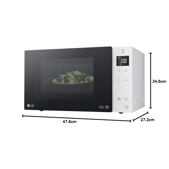 LG MS23NECBW Solo-Mikrowelle (23 L, 1000 W) mit 28 Automatikprogrammen (LED-Display, Smart Inverter Technologie, pflegeleicht), Weiß