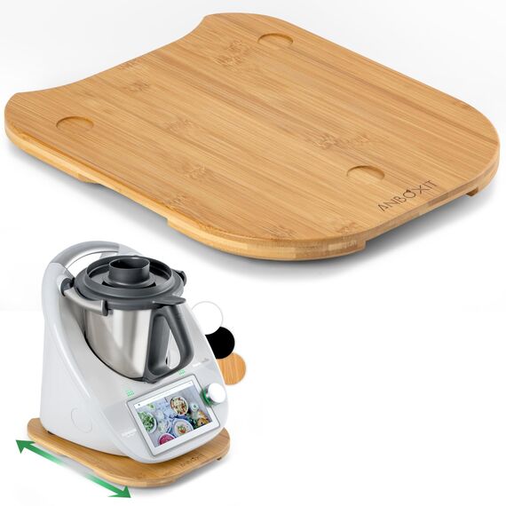 ANBOXIT Gleitbrett für Thermomix TM6/TM5, Brett für Thermomix mit Rollen, Leicht Gleitendes Bambus Rollbrett/Slider - Bambus