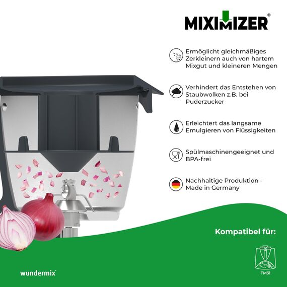 Wundermix - Miximizer® Mixtopf-Verkleinerung für Thermomix TM31 • Effektives Häckseln, Mixen & Zerkleinern von Lebensmitteln • Made in Germany