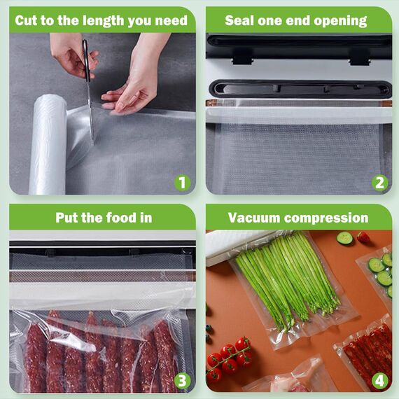 Omtofo Vakuumierrollen 5 Rollen 28x300cm + 5 Rollen 20x300cm Vakuumierfolie - Profi Vakuumbeutel für Vakuumierer Lebensmittel Vakuumiergerät, Kochfest und Sous Vide Gefrierbeutel, BPA-frei