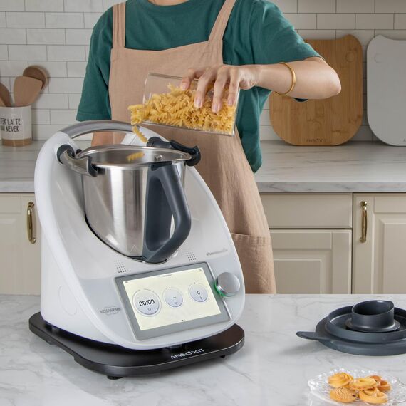 ANBOXIT Gleitbrett für Thermomix TM6/TM5, Brett für Thermomix mit Rollen, Leicht Gleitendes Bambus Rollbrett/Slider - Bambus