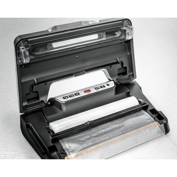 ROMMELSBACHER Vakuumierer VAC 485 - Absaugleistung 15 Liter/Min., Einhand-Bedienung, für Langzeitbetrieb geeignet, Doppel-Versiegelungsnaht, 2 Versiegelungszeiten, für Folien bis 30 cm Breite