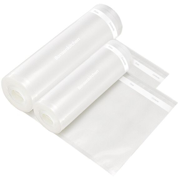 Bonsenkitchen Vakuumrollen 6 Rollen 20cm x 600cm + 28cm x 600cm Vakuumierfolie - Profi Vakuumbeutel für Vakuumierer Lebensmittel Vakuumiergerät, Kochfest und Sous Vide Gefrierbeutel, BPA-frei, VB3211