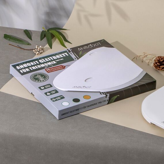 ANBOXIT Gleitbrett für Thermomix TM6/TM5, Brett für Thermomix mit Rollen, Leicht Gleitendes Bambus Rollbrett/Slider - Schwarz