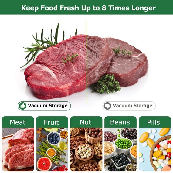 Bonsenkitchen Vakuumrollen, BPA-Frei, Thickened Grocery Beutel für die Konservierung von Lebensmitteln, Kochfest & Gefriergeeignet, BPA-frei, Ideal für Sous Vide, 2 Rollen 20cm x 600cm, TB05