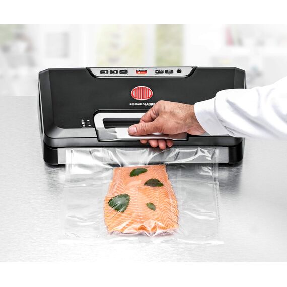 ROMMELSBACHER Vakuumierer VAC 485 - Absaugleistung 15 Liter/Min., Einhand-Bedienung, für Langzeitbetrieb geeignet, Doppel-Versiegelungsnaht, 2 Versiegelungszeiten, für Folien bis 30 cm Breite